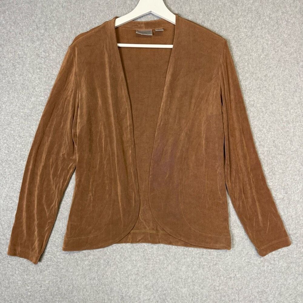 Chico's Travelers Women's Size 1 Acetate Brown Cardigan Sweater USA